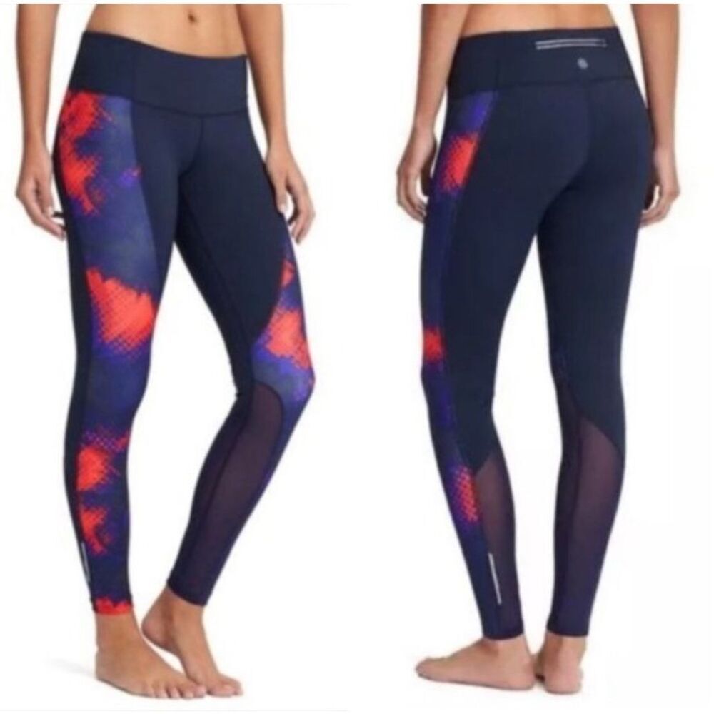 Athleta Electro Cobalt Blue Ankle Mesh Workout Run Athletic Leggings | Size M